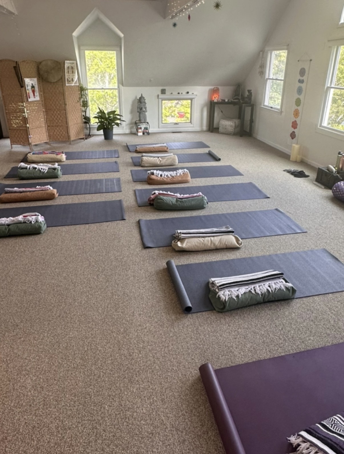 Breathwork session in serene healing space