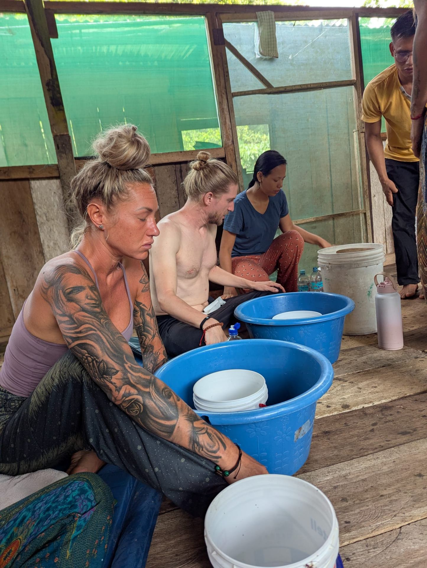 Participant experiencing Kambo healing