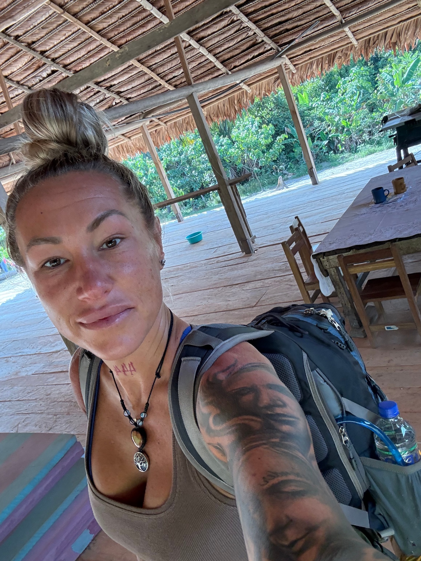 Participant in traditional maloca ceremony space