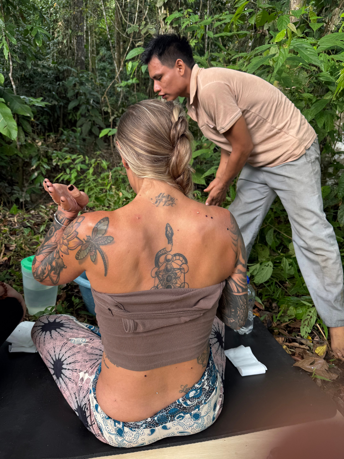 Kambo practitioner applying traditional medicine